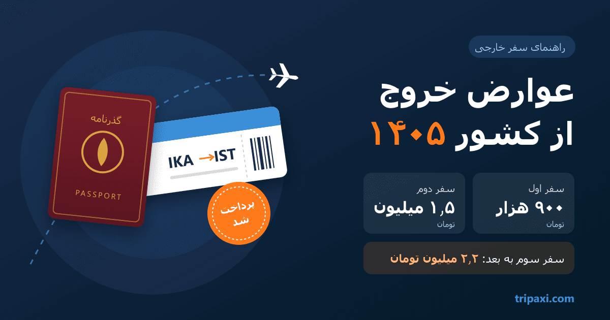 عوارض خروج از کشور ۱۴۰۵: نحوه پرداخت + هزینه